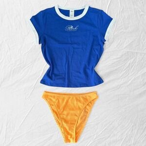 Pink by Frankies Bikinis blue sporty graphic tee